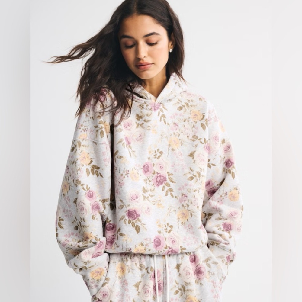 Abercrombie grey floral hoodie
